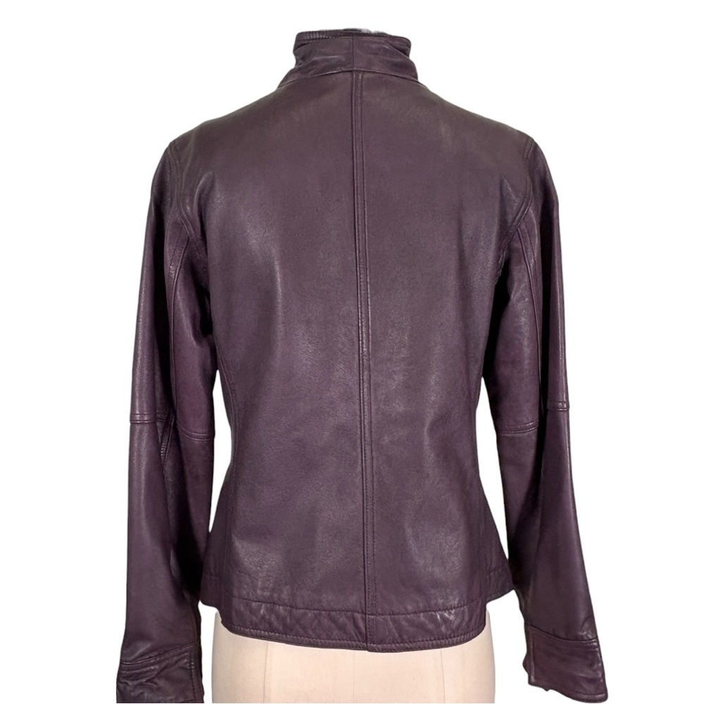 NEW J Jill Asymmetrical Moto Leather Jacket Size Small Petite - Picture 5 of 12